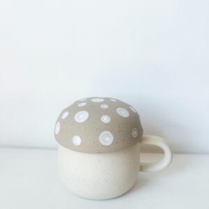 Mug champignon avec couvercle - Beige