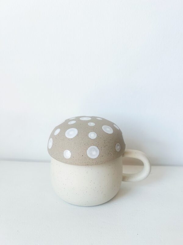 Mug champignon avec couvercle - Beige